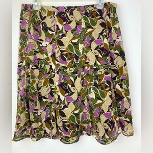 Pretty Floral chiffon skirt in mix of muted, neutrals and brights. Lined.